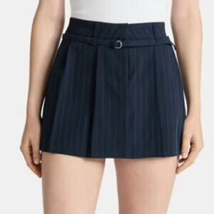 3/$30 Pleated Mini Skirt, Navy Pinstripe
